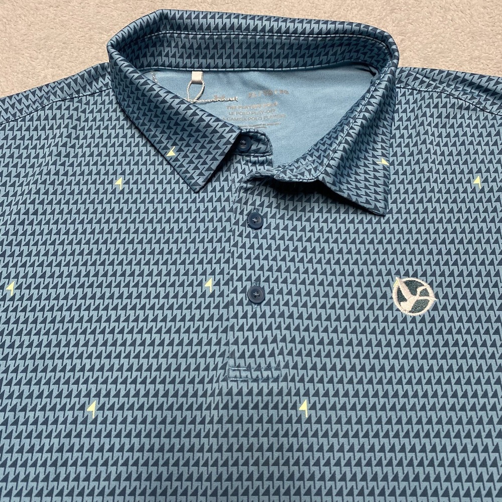 Under Armour Playoff Polo Mens XL Blue Geometric Golf Flag Omni Resort